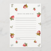 おばあちゃんシャワー用かわいい赤いちごアドバイス エンクロージャーカード (正面)