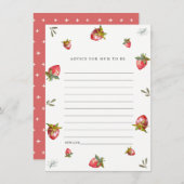 おばあちゃんシャワー用かわいい赤いちごアドバイス エンクロージャーカード (正面/裏面)