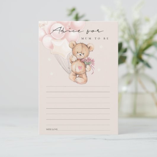 おばあちゃんシャワー用かわいい赤面ベアーバルーンアドバイス エンクロージャーカード (スタンド正面)