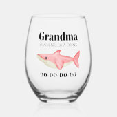 おばあちゃんシャーク飲み物が必要Do Doおもしろいカスタム ステムなしワイングラス (正面)