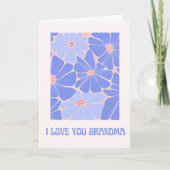 おばあちゃんシンプル用パウダーブルーの花 カード (正面)