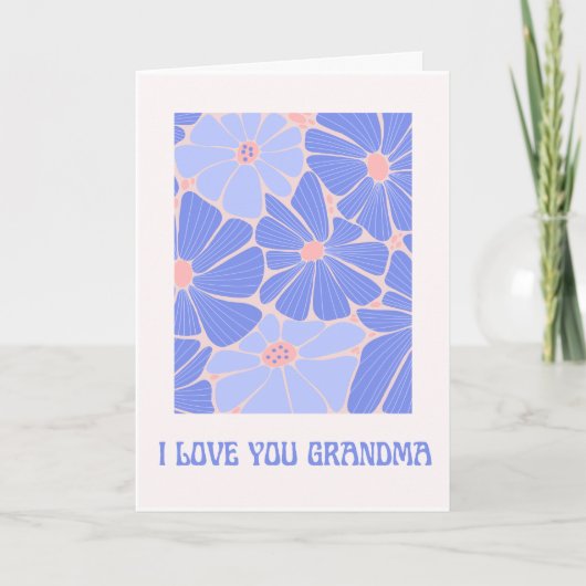 おばあちゃんシンプル用パウダーブルーの花 カード (正面)