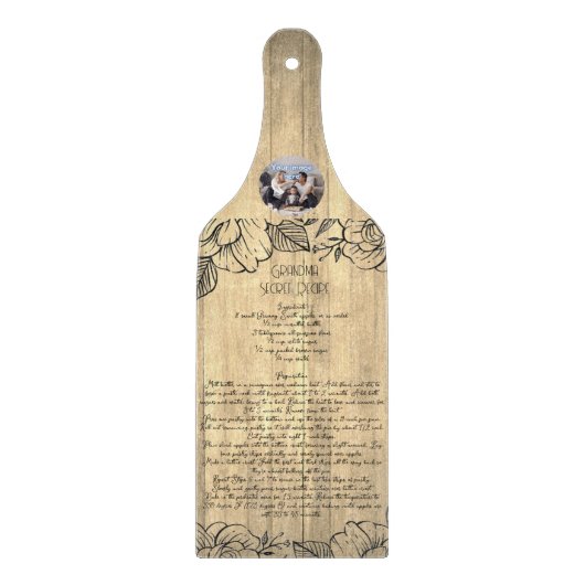 おばあちゃんシークレットレシピファミリーフォトキープサケ カッティングボード (正面)