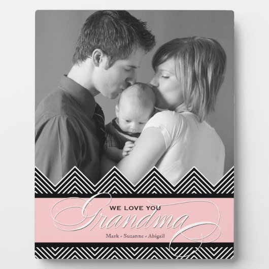 おばあちゃんジグザグ山形モダン写真パーソナライズされた フォトプラーク (正面)