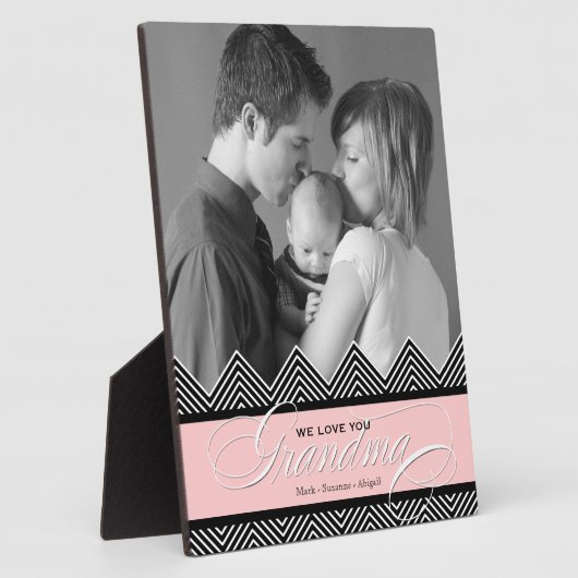 おばあちゃんジグザグ山形モダン写真パーソナライズされた フォトプラーク (側面)