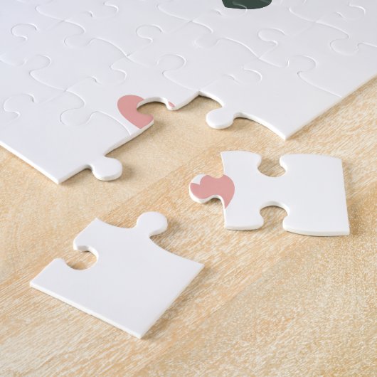 おばあちゃんスクリプトのタイポグラフィフローラリースと写真 ジグソーパズル (側面)