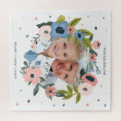 おばあちゃんスクリプトのタイポグラフィフローラリースと写真 ジグソーパズル (横)