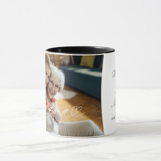 おばあちゃんスクリプトハート感謝の毎瞬間の写真 マグカップ (中央)