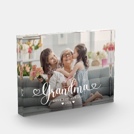 おばあちゃんスクリプトハート モダン フォトブロック (左)