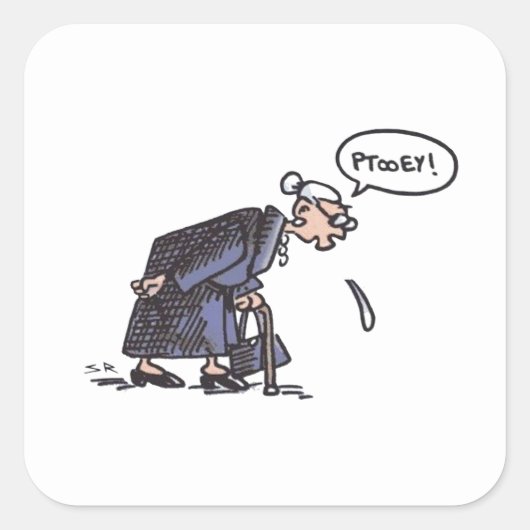 おばあちゃんスピッティング！四角い大きなステッカー スクエアシール (正面)