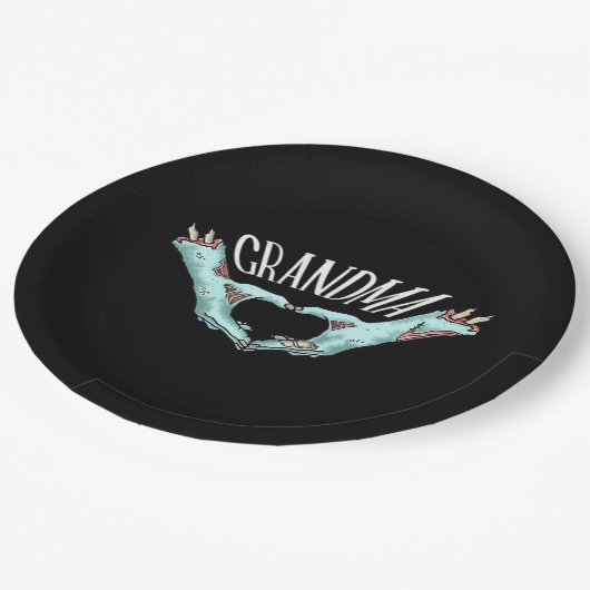 おばあちゃんゾンビハンドハートハロウィーン衣装ファミリー ペーパープレート (アングル)