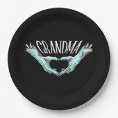 おばあちゃんゾンビハンドハートハロウィーン衣装ファミリー ペーパープレート (正面)