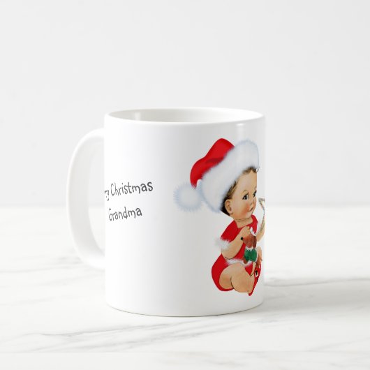 おばあちゃんダックスシュントのクリスマスギフトマグ コーヒーマグカップ (正面左)