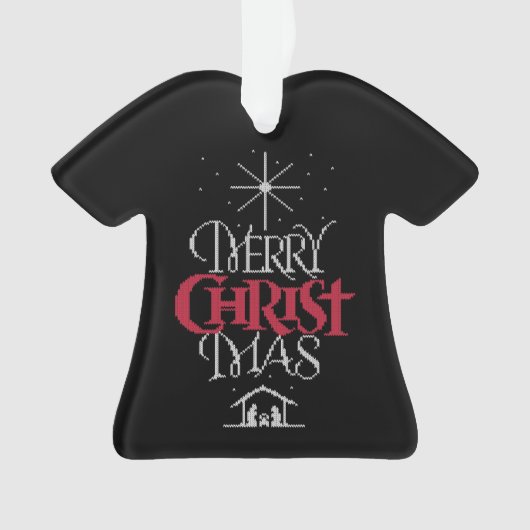 おばあちゃんニット宗教的に醜いメリークリスマスセーター オーナメント (正面)