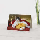 おばあちゃんハッピーバースデーキッテンとトイ・タイガー カード (正面)