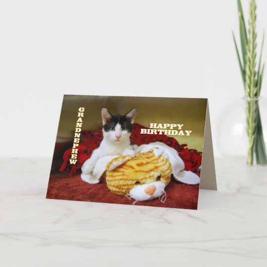 おばあちゃんハッピーバースデーキッテンとトイ・タイガー カード (正面)