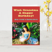 おばあちゃんハッピーバースデー!ソングシート。 カード (黄色い花)