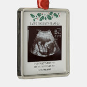 おばあちゃんハッピーホリデー妊娠超音波写真 メタルオーナメント (右)