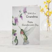 おばあちゃんハッピー祖父母の日ハミングバードカード カード (黄色い花)