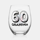 おばあちゃんハッピー60誕生日写真 ステムなしワイングラス (正面)