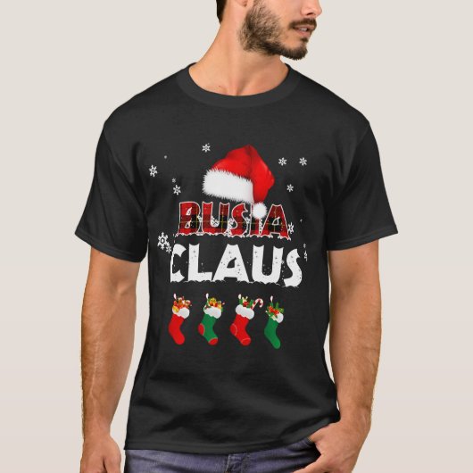 おばあちゃんバスィアクラウスサンタ帽子面白いクリスマスパジャマ Tシャツ (正面)