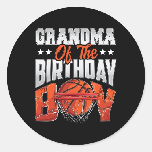 おばあちゃんバスケットボールバースデーボーイファミリーバレエb-da ラウンドシール (正面)