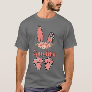 おばあちゃんバニーヒョウフローラマッチングファミリーカワイイ Tシャツ