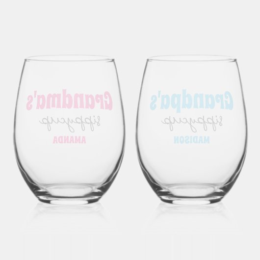 おばあちゃんパーソナライズされたとおじいちゃんのシッピーカップ ステムなしワイングラス (裏面)