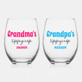 おばあちゃんパーソナライズされたとおじいちゃんのシッピーカップ ステムなしワイングラス (正面)