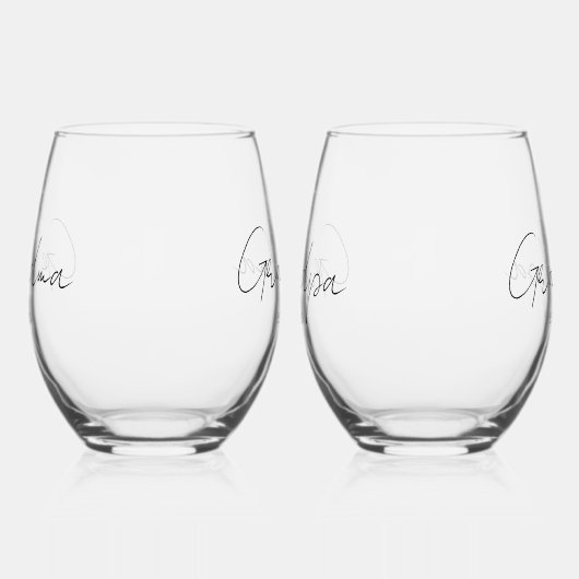 おばあちゃんパーソナライズされたとおじいちゃん ステムなしワイングラス (左)