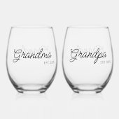 おばあちゃんパーソナライズされたとおじいちゃん ステムなしワイングラス (裏面)