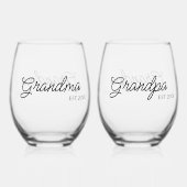 おばあちゃんパーソナライズされたとおじいちゃん ステムなしワイングラス (正面)