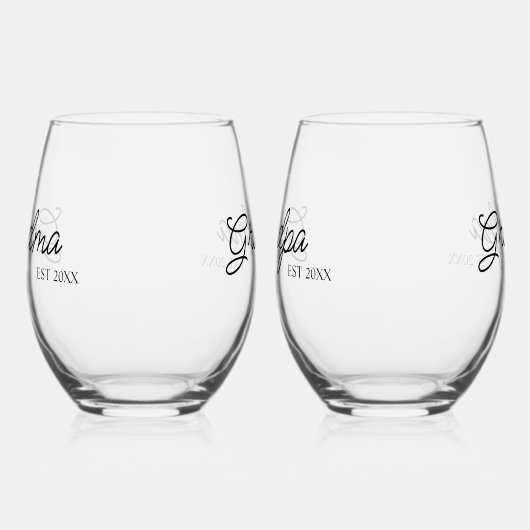 おばあちゃんパーソナライズされたとおじいちゃん ステムなしワイングラス (左)