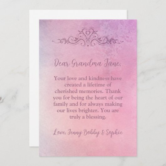 おばあちゃんパーソナライズされたのためのラブリーカード シーズンカード (正面/裏面)