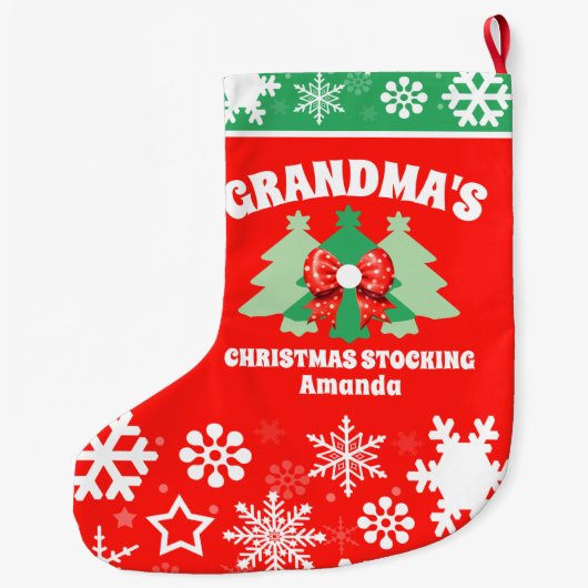 おばあちゃんパーソナライズされたのクリスマスプレゼント ラージクリスマスストッキング (裏面)