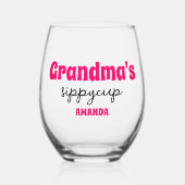 おばあちゃんパーソナライズされたのシッピーカップ ステムなしワイングラス (正面)
