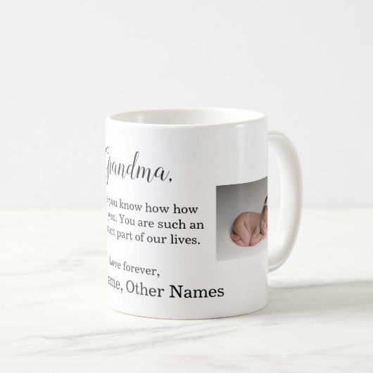 おばあちゃんパーソナライズされたのメッセージと写真 コーヒーマグカップ (正面右)