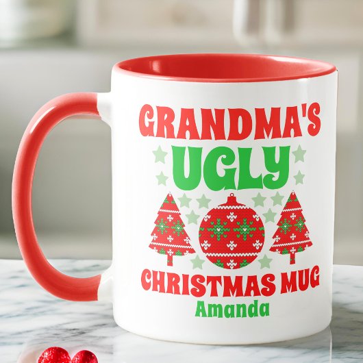 おばあちゃんパーソナライズされたの醜いクリスマスセーター マグカップ
