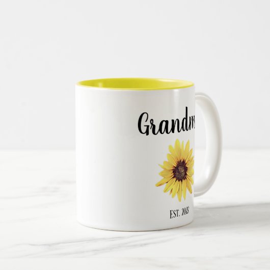 おばあちゃんパーソナライズされたエスト。ひま絵を描花 ツートーンマグカップ (正面右)