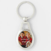 おばあちゃんパーソナライズされたオーバルキーチェーンへの贈り物 キーホルダー (正面)