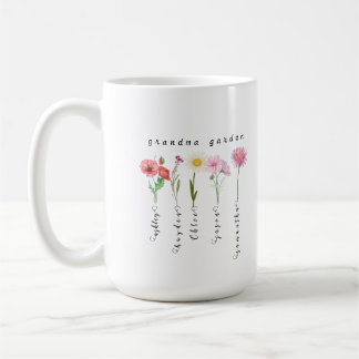 おばあちゃんパーソナライズされたガーデン誕生の花 コーヒーマグカップ