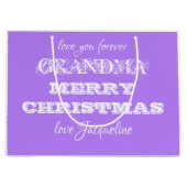 おばあちゃんパーソナライズされたクリスマス名紫 ラージペーパーバッグ (正面)