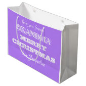 おばあちゃんパーソナライズされたクリスマス名紫 ラージペーパーバッグ (正面アングル)