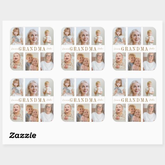 おばあちゃんパーソナライズされたシール | カスタム写真 スクエアシール (シート)