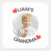 おばあちゃんパーソナライズされたシール | 子顔写真 スクエアシール (正面)