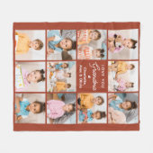 おばあちゃんパーソナライズされたテラコッタ11フォトコラージュ フリースブランケット (正面(横))