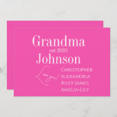 おばあちゃんパーソナライズされたピンク シーズンカード (正面/裏面)
