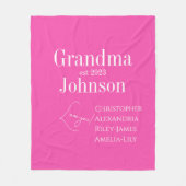 おばあちゃんパーソナライズされたピンク フリースブランケット (正面)