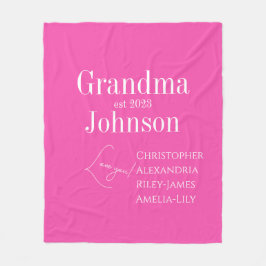 おばあちゃんパーソナライズされたピンク フリースブランケット
