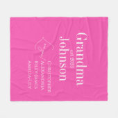 おばあちゃんパーソナライズされたピンク フリースブランケット (正面(横))